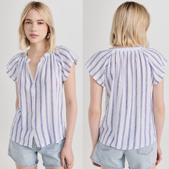 RAILS Alena Summer Lagenlook Buttondown Blouse Top in Villa Stripe - Picture 1 of 9